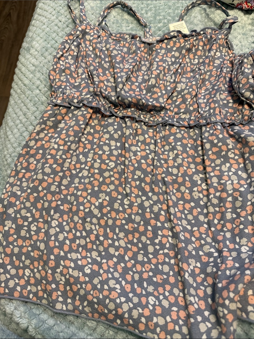 Girls Grey Floral-Print Sleeveless Dress